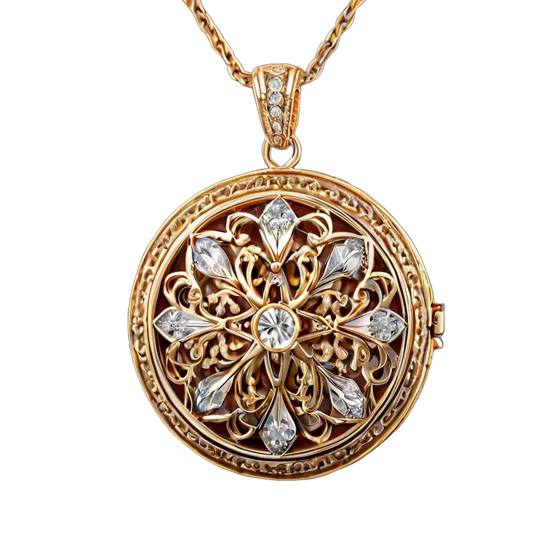 高級品 ジュエリー フィリグリーゴールドロケット 透過 PNG 画像 フリー素材 #8411