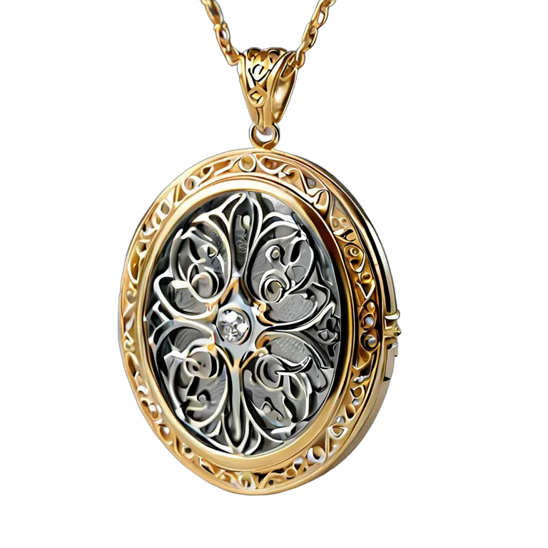 高級品 ジュエリー フィリグリーゴールドロケット 透過 PNG 画像 フリー素材 #8413