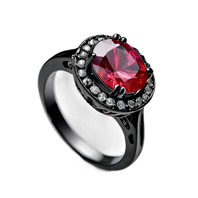 高級品 ジュエリー 手鍛造の鉄とルビーのリング 透過 PNG 画像 フリー素材 #8452