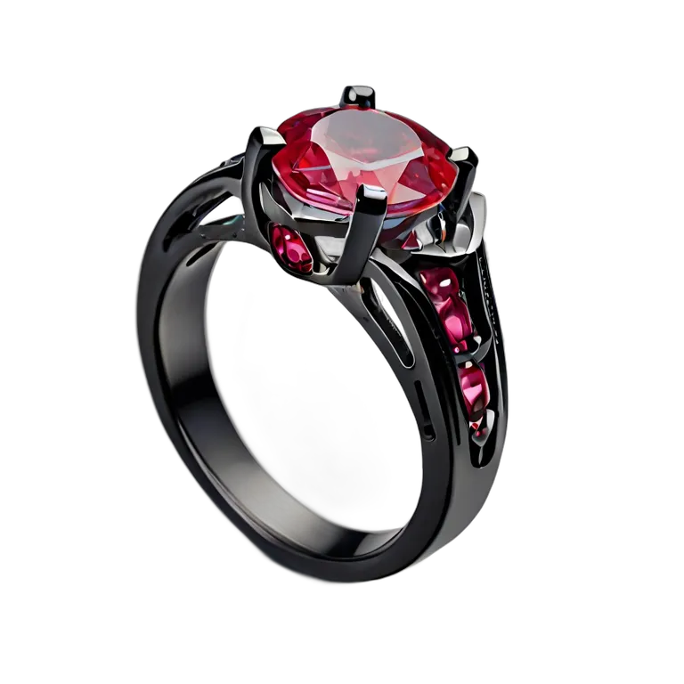 高級品 ジュエリー 手鍛造の鉄とルビーのリング 透過 PNG 画像 フリー素材 #8459