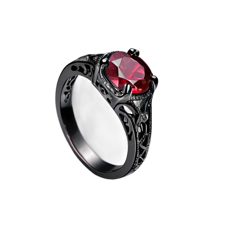 高級品 ジュエリー 手鍛造の鉄とルビーのリング 透過 PNG 画像 フリー素材 #8460