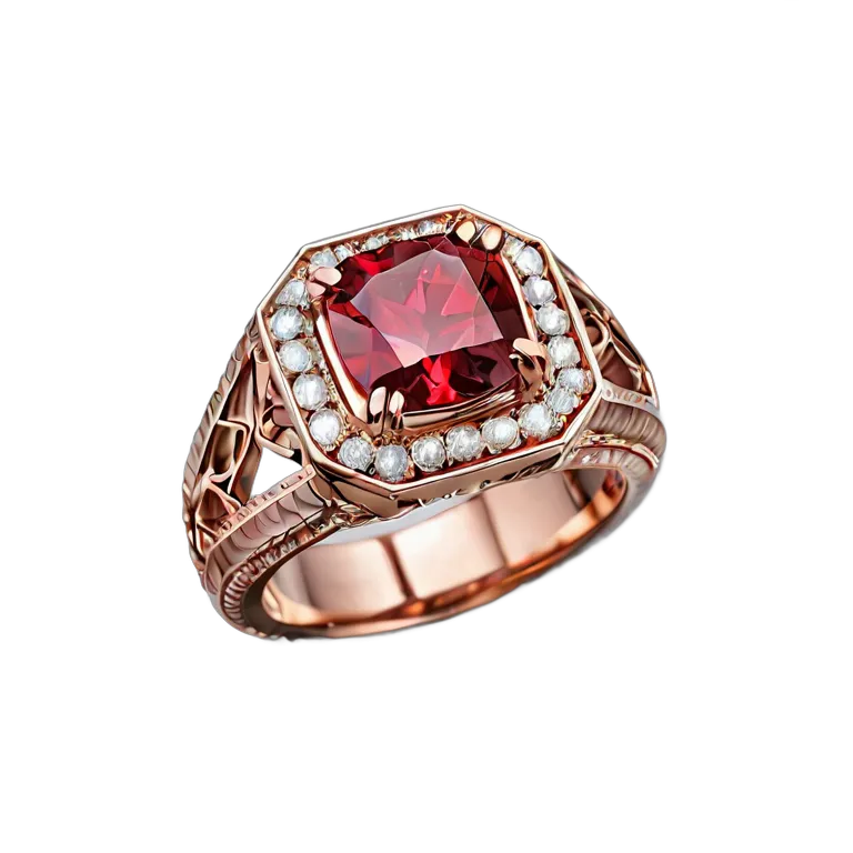 高級品 ジュエリー 手鍛造の鉄とルビーのリング 透過 PNG 画像 フリー素材 #8461