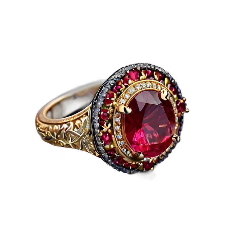 高級品 ジュエリー 手鍛造の鉄とルビーのリング 透過 PNG 画像 フリー素材 #8462