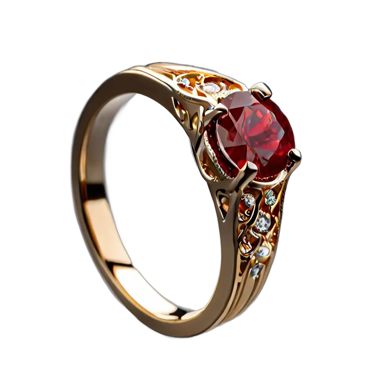 高級品 ジュエリー 手鍛造の鉄とルビーのリング 透過 PNG 画像 フリー素材 #8464