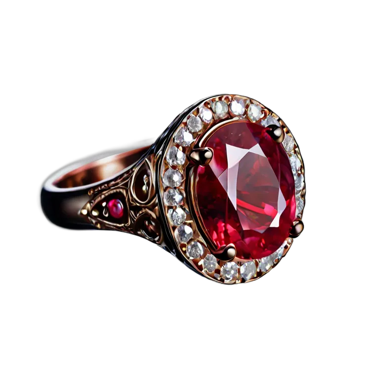 高級品 ジュエリー 手鍛造の鉄とルビーのリング 透過 PNG 画像 フリー素材 #8465