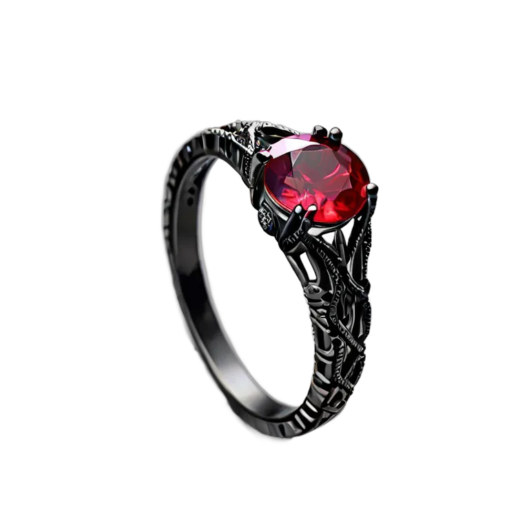 高級品 ジュエリー 手鍛造の鉄とルビーのリング 透過 PNG 画像 フリー素材 #8466