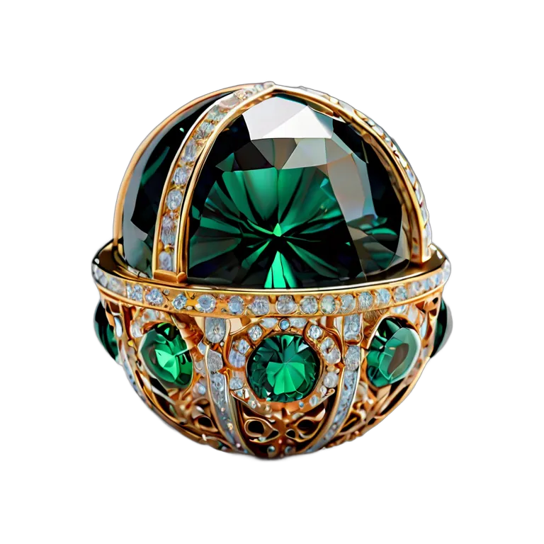 高級品 ジュエリー エメラルドのロイヤルオーブ 透過 PNG 画像 フリー素材 #8490
