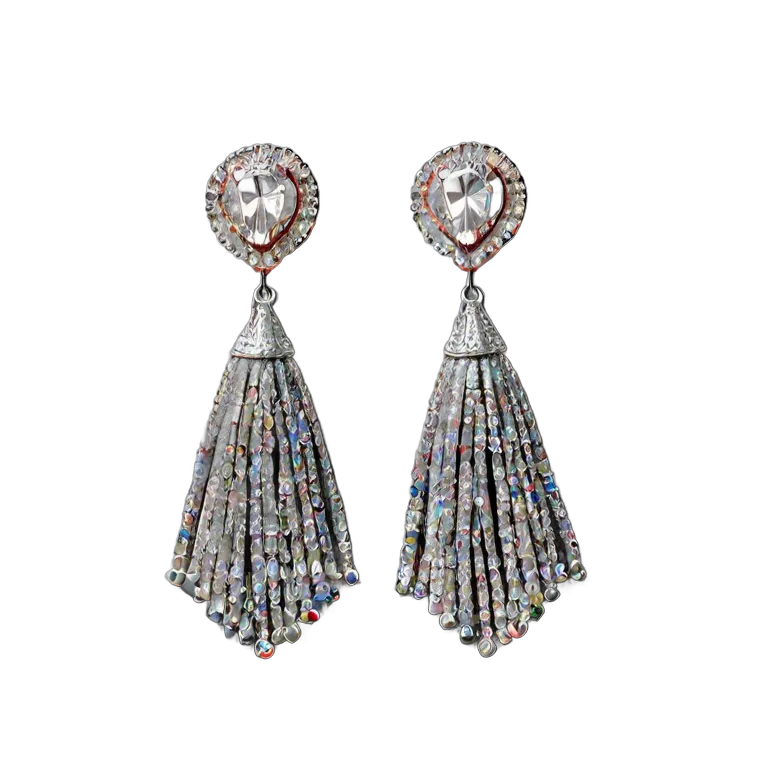 高級品 ジュエリー シルクと宝石のタッセルイヤリング 透過 PNG 画像 フリー素材 #8391