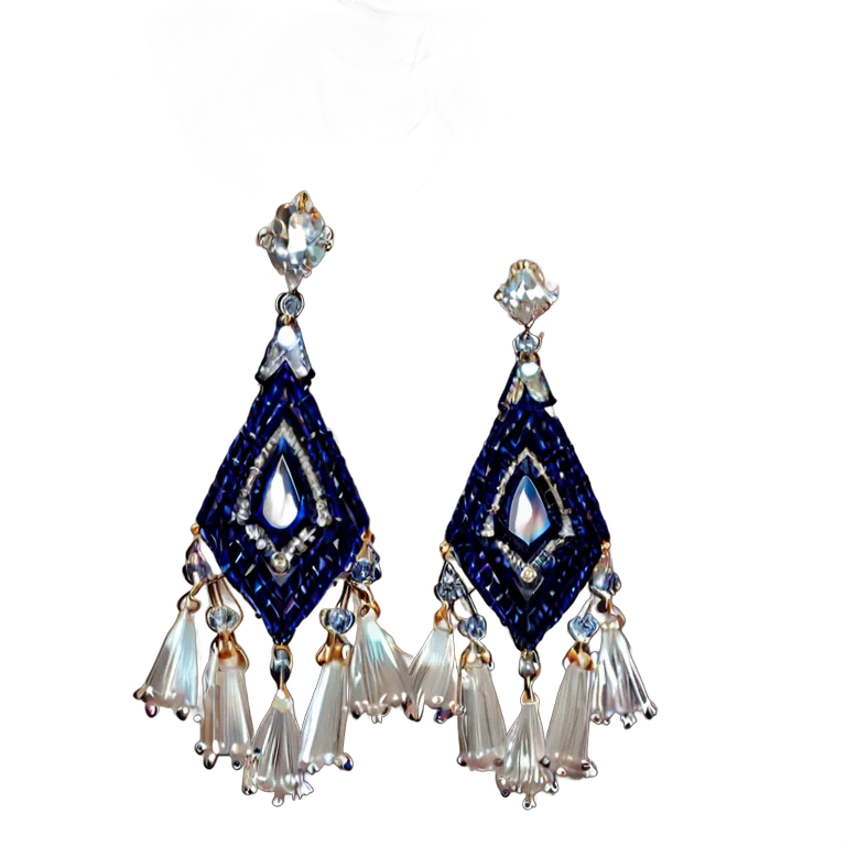 高級品 ジュエリー シルクと宝石のタッセルイヤリング 透過 PNG 画像 フリー素材 #8393