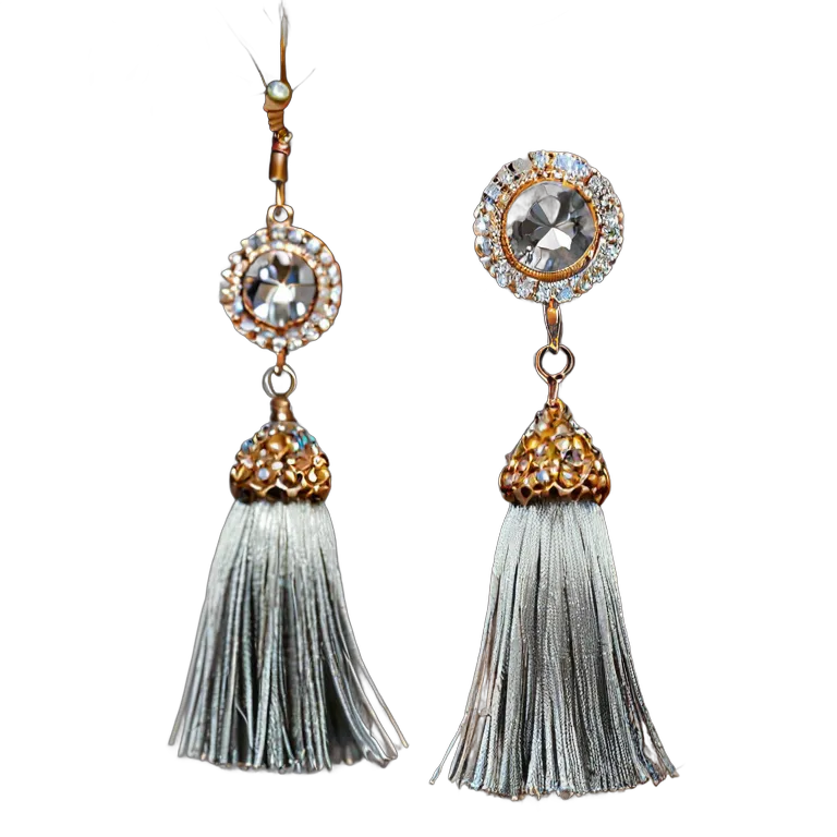 高級品 ジュエリー シルクと宝石のタッセルイヤリング 透過 PNG 画像 フリー素材 #8394