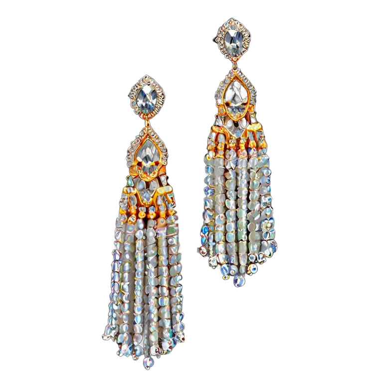 高級品 ジュエリー シルクと宝石のタッセルイヤリング 透過 PNG 画像 フリー素材 #8396