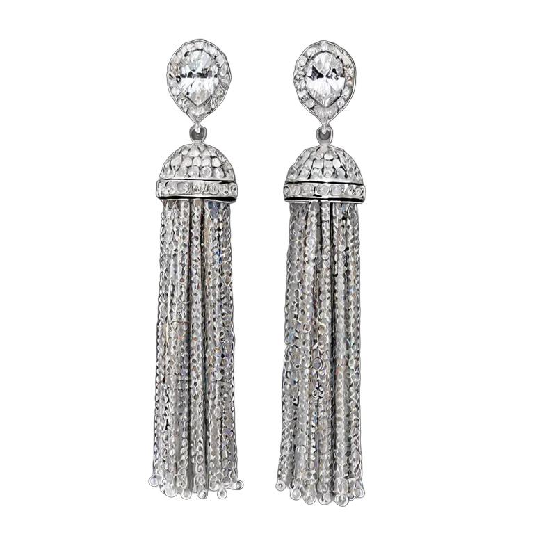 高級品 ジュエリー シルクと宝石のタッセルイヤリング 透過 PNG 画像 フリー素材 #8397