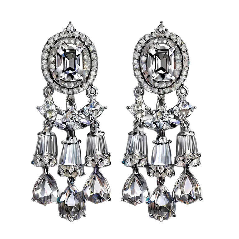 高級品 ジュエリー シルクと宝石のタッセルイヤリング 透過 PNG 画像 フリー素材 #8398