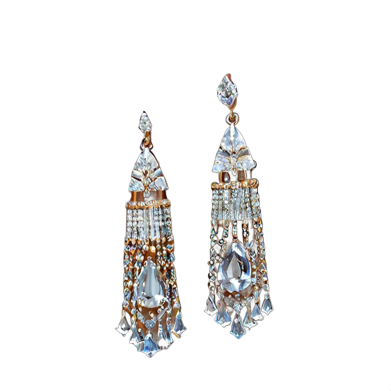 高級品 ジュエリー シルクと宝石のタッセルイヤリング 透過 PNG 画像 フリー素材 #8401