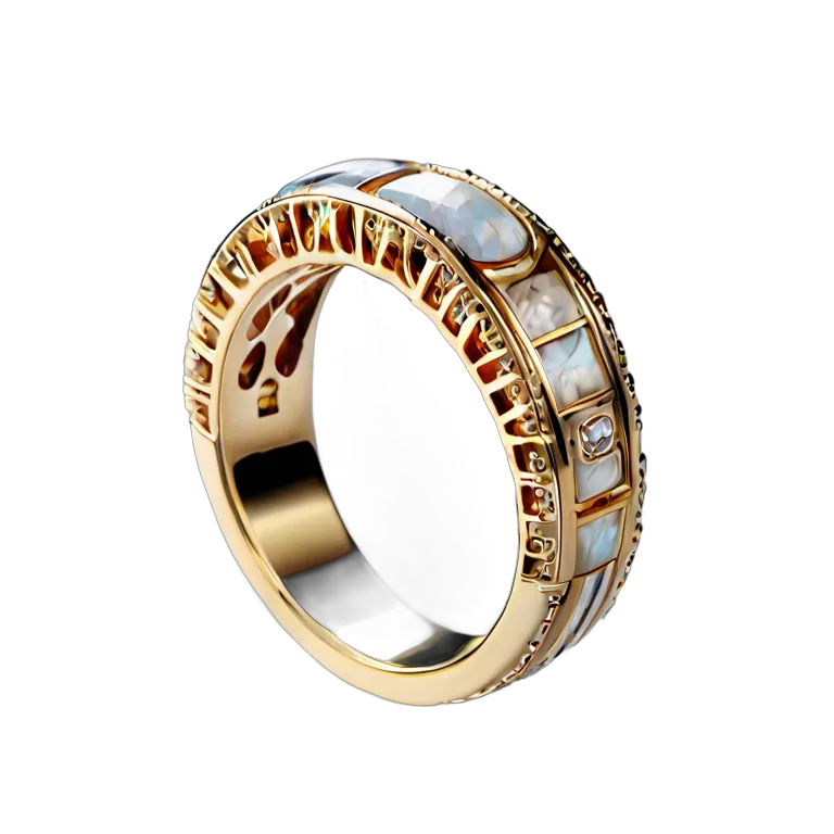 高級品 ジュエリー トライバル風の骨と金のリング 透過 PNG 画像 フリー素材 #8440