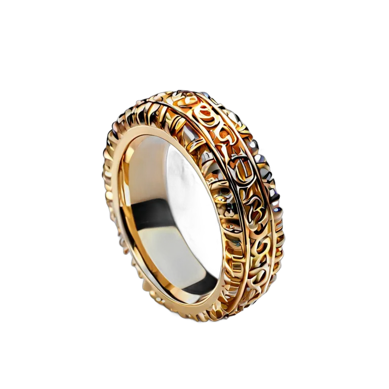 高級品 ジュエリー トライバル風の骨と金のリング 透過 PNG 画像 フリー素材 #8441