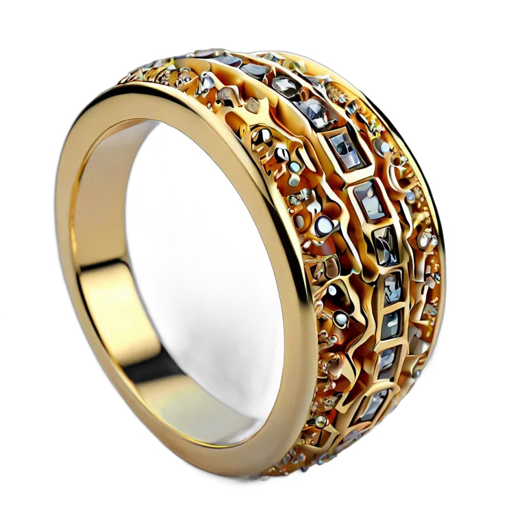 高級品 ジュエリー トライバル風の骨と金のリング 透過 PNG 画像 フリー素材 #8442