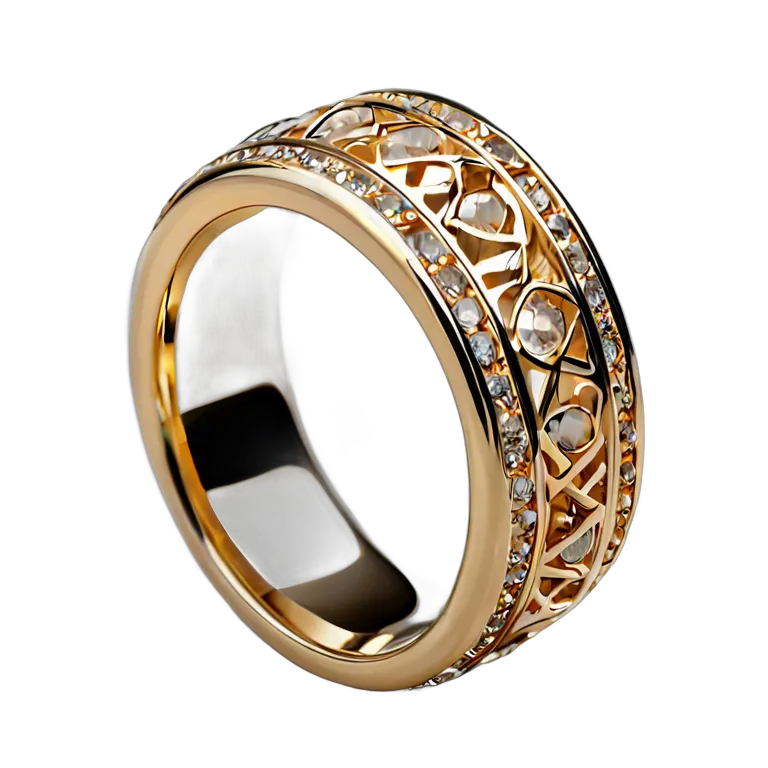 高級品 ジュエリー トライバル風の骨と金のリング 透過 PNG 画像 フリー素材 #8443