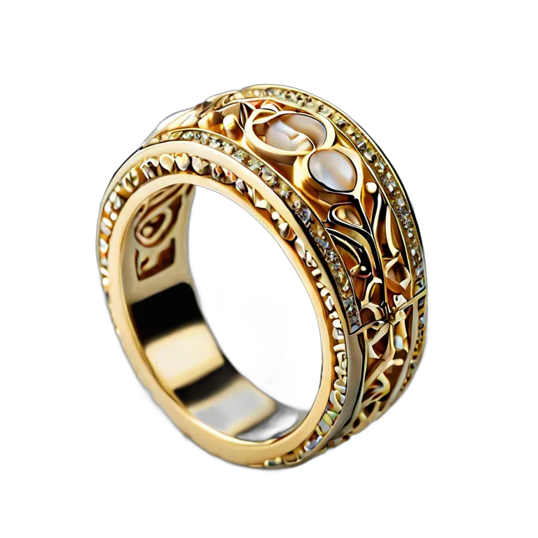 高級品 ジュエリー トライバル風の骨と金のリング 透過 PNG 画像 フリー素材 #8444