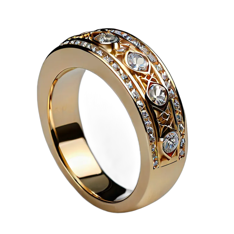 高級品 ジュエリー トライバル風の骨と金のリング 透過 PNG 画像 フリー素材 #8445