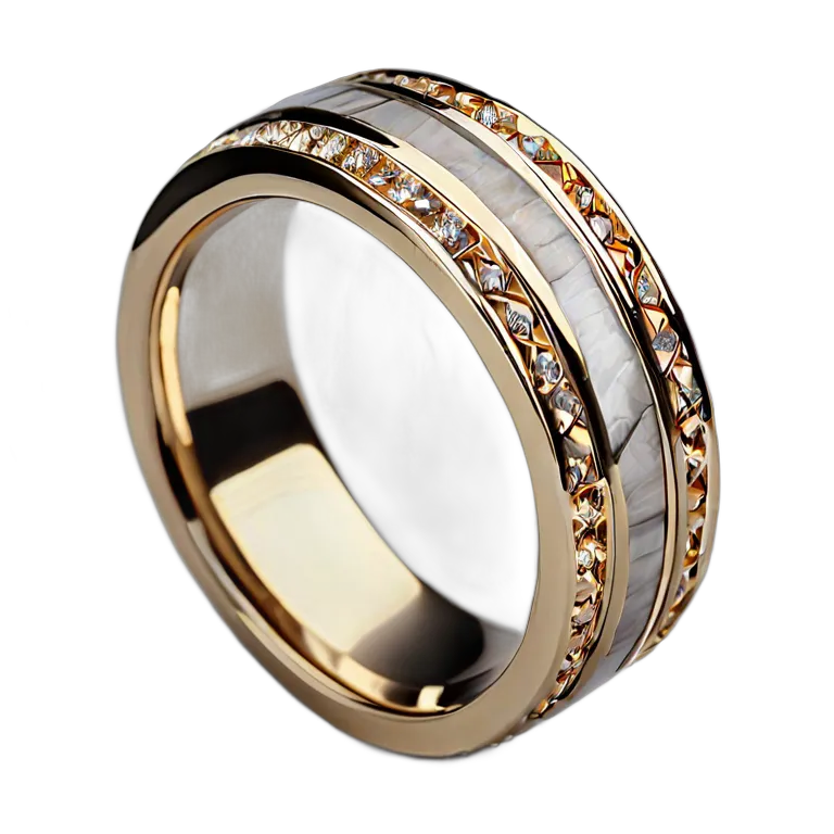 高級品 ジュエリー トライバル風の骨と金のリング 透過 PNG 画像 フリー素材 #8446