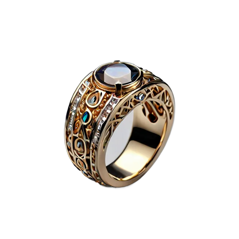 高級品 ジュエリー トライバル風の骨と金のリング 透過 PNG 画像 フリー素材 #8448