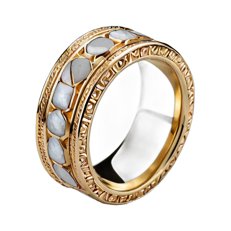 高級品 ジュエリー トライバル風の骨と金のリング 透過 PNG 画像 フリー素材 #8449