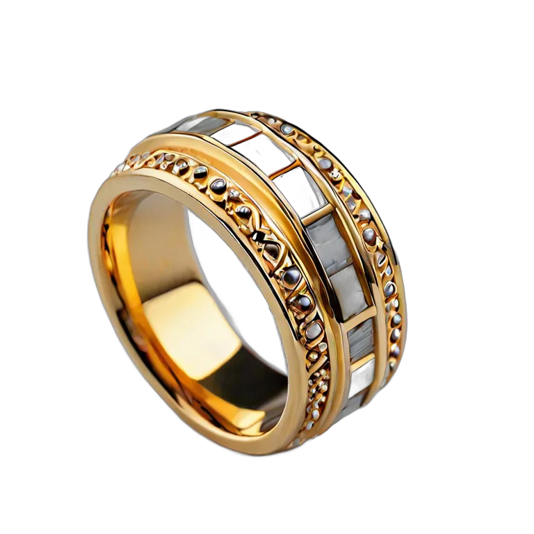 高級品 ジュエリー トライバル風の骨と金のリング 透過 PNG 画像 フリー素材 #8450