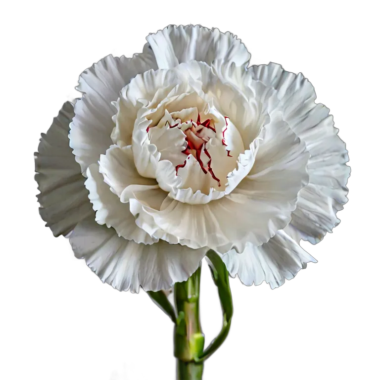 植物 花 赤い縁取りの白いカーネーション1本 透過 PNG 画像 フリー素材 #18916