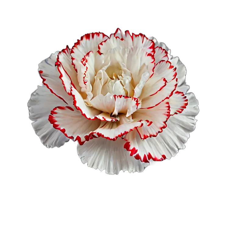 植物 花 赤い縁取りの白いカーネーション1本 透過 PNG 画像 フリー素材 #18917
