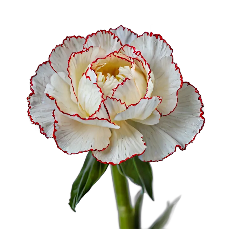 植物 花 赤い縁取りの白いカーネーション1本 透過 PNG 画像 フリー素材 #18918