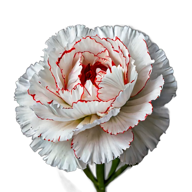 植物 花 赤い縁取りの白いカーネーション1本 透過 PNG 画像 フリー素材 #18921