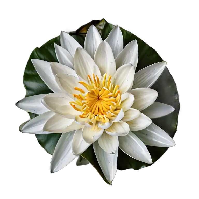 植物 花 一枚の葉に白い睡蓮 透過 PNG 画像 フリー素材 #18874