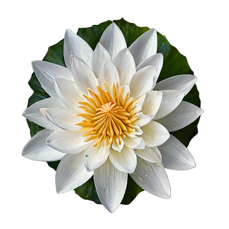 植物 花 一枚の葉に白い睡蓮 透過 PNG 画像 フリー素材 #18876