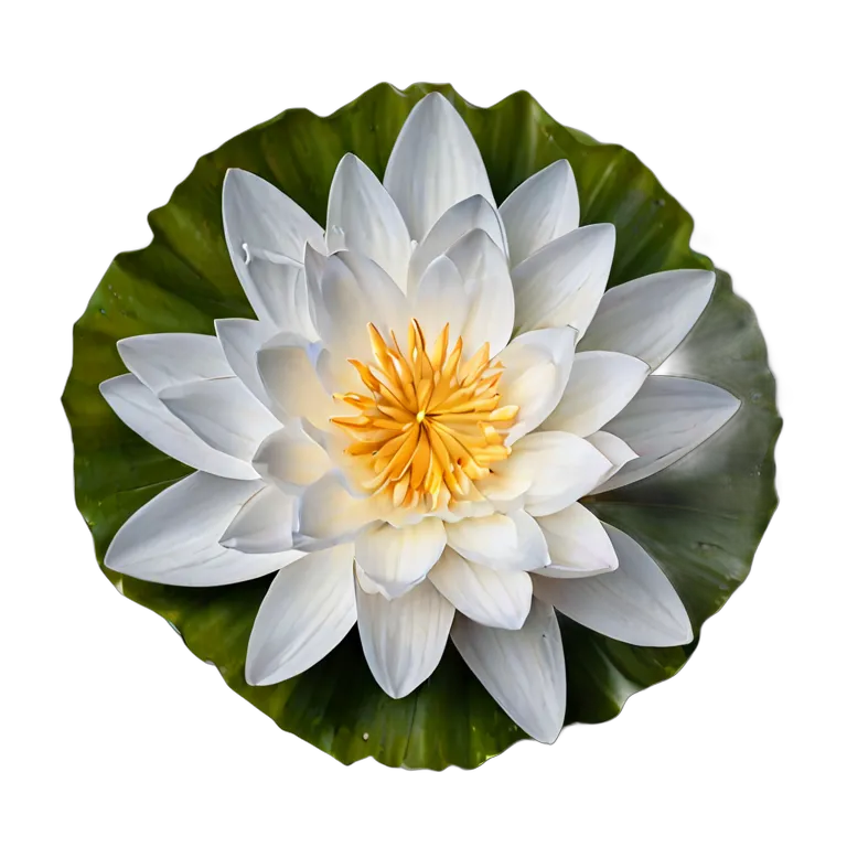 植物 花 一枚の葉に白い睡蓮 透過 PNG 画像 フリー素材 #18878