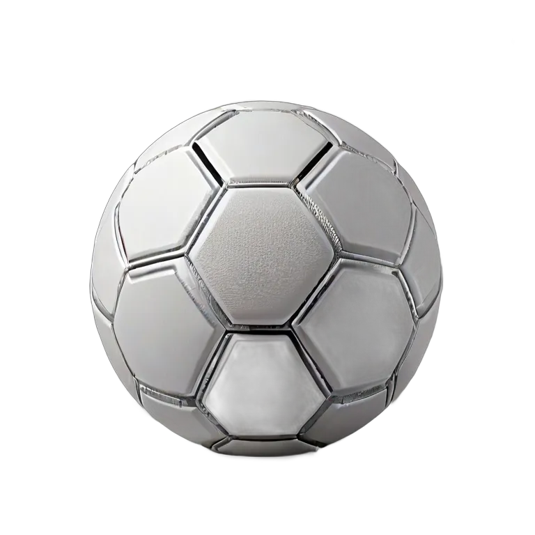 スポーツ ボール マットホワイトに銀色の幾何学模様のサッカーボール 透過 PNG 画像 フリー素材 #20062