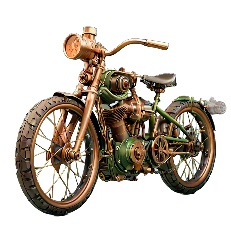 乗り物 バイク スチームパンク蒸気動力バイク 透過 PNG 画像 フリー素材 #33259