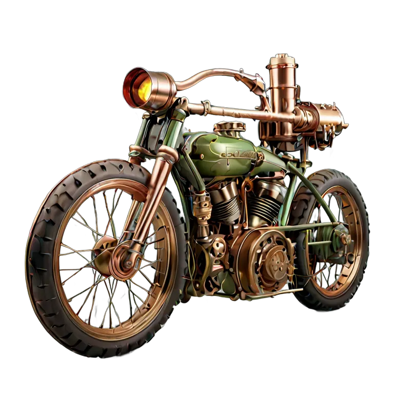 乗り物 バイク スチームパンク蒸気動力バイク 透過 PNG 画像 フリー素材 #33261