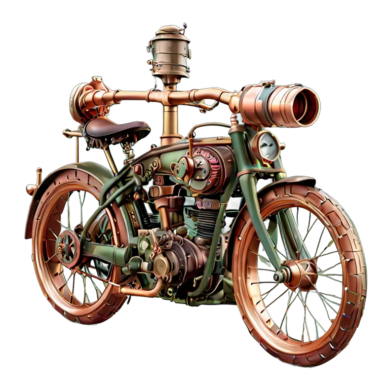 乗り物 バイク スチームパンク蒸気動力バイク 透過 PNG 画像 フリー素材 #33262