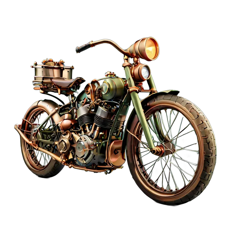 乗り物 バイク スチームパンク蒸気動力バイク 透過 PNG 画像 フリー素材 #33264
